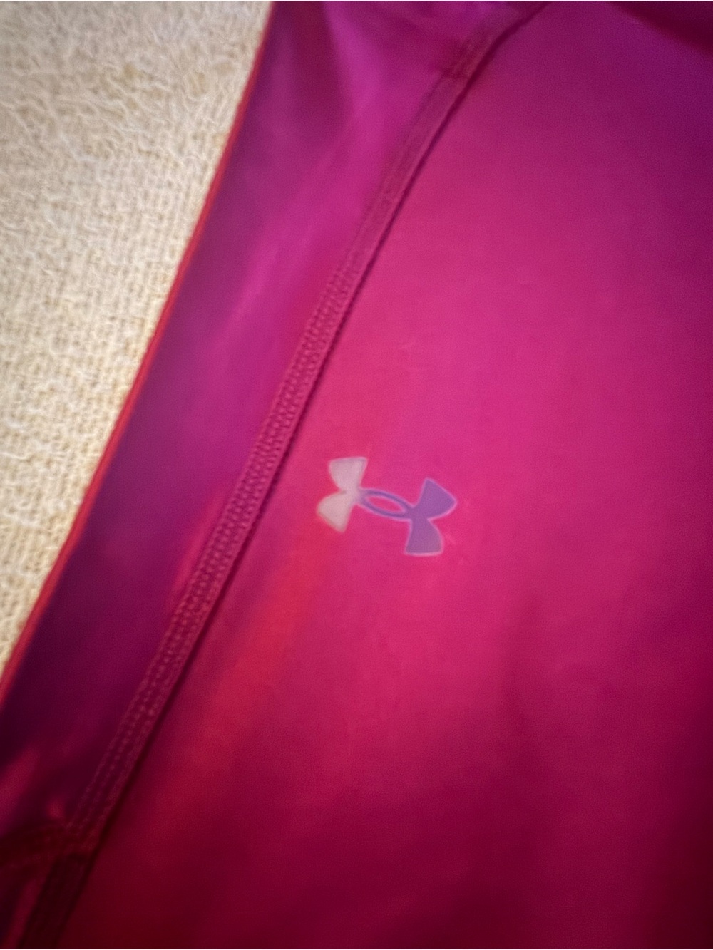 Under Armour Bright Maroon Performance Leggings with Reflective Logo